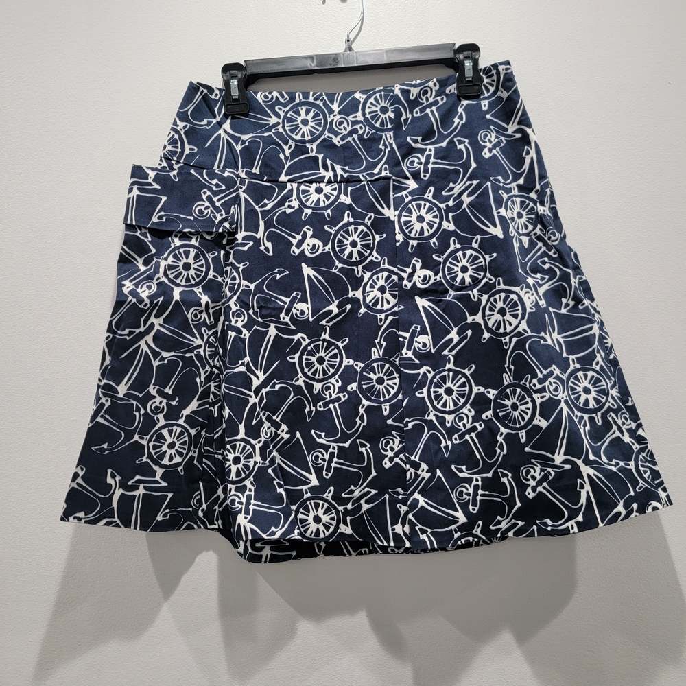 Joe Fresh Navy A-Line Skirt with Nautical Print Sz 6